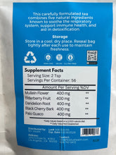 Load image into Gallery viewer, 92+ Lung Tea Lung Detox herbal blend with mullein flower, elderberry, dandelion root, black cherry bark, and palo guaco for respiratory and immune support
