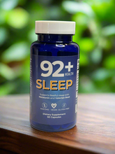 Load image into Gallery viewer, 92+ Sleep Support capsules blend organic Valerian Root, Passion Flower, Hops, Lemon Balm, and Irish Sea Moss for restful sleep. Achieve restorative rest naturally.
