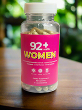 Load image into Gallery viewer, 92+ Women&#39;s Health capsules promote hormonal balance and vitality. Designed for women, they&#39;re 100% plant-based with natural herbs for overall well-being.
