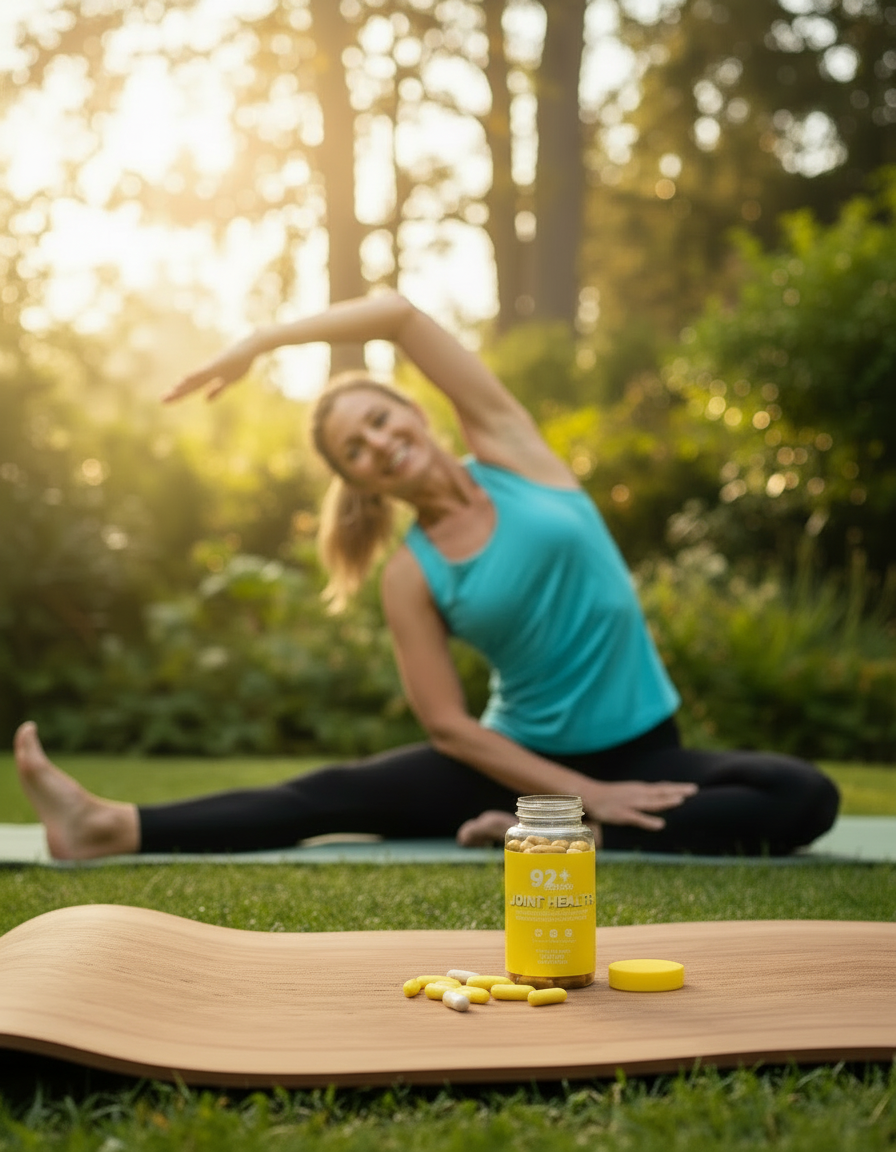 92+ Joint Health capsules for natural joint support with turmeric and ginger, enhancing mobility and reducing discomfort